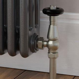 Jarrow Traditional TRV Angled Brushed Satin Nickel Thermostatic Radiator Valves