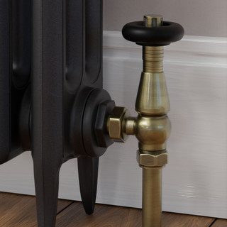 Jarrow Traditional TRV Angled Antique Brass Thermostatic Radiator Valves