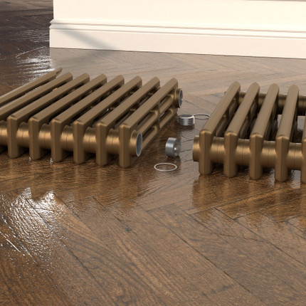 Cast iron radiator joining nipples, gaskets and radiator key tool