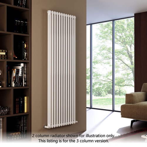 NF3-W-V-LS00 - Infinity White 3 Column Radiator 8 Sections H1800mm X W392mm