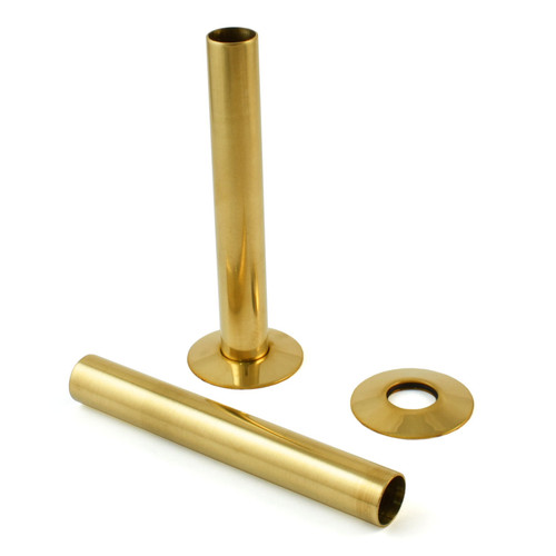 A-PIP-500-130-UB - Radiator Pipe Covers 130mm Long - Unlacquered Brass (Pair)