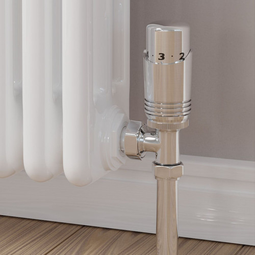 M-TRV-050-AG-C-CU00 - Duran Modern TRV Angled Chrome Thermostatic Radiator Valves with Sleeves