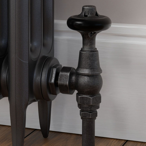 T-TRV-043-AG-PEW-CU00 - Alfriston Traditional TRV Angled Pewter Thermostatic Radiator Valves with Sleeves