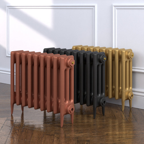 CI-SH-450-MET-COPPER-NAT-CAST-GOLD-ALT00 - Shelbourne 3 Column Victorian Cast Iron Radiator H450mm x W632mm