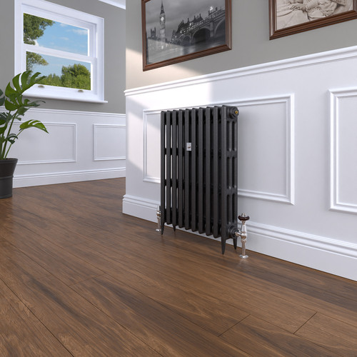 CI-SH745-10-MET-NAT-CAST-LS00 - Shelbourne 3 Column Victorian Cast Iron Radiator H745mm x W1201mm