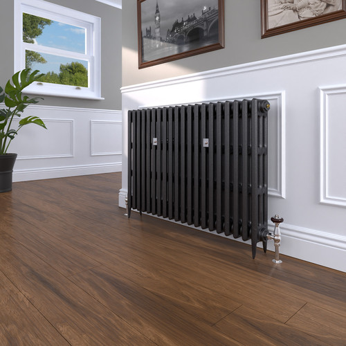 CI-SH745-20-MET-NAT-CAST-LS00 - Shelbourne 3 Column Victorian Cast Iron Radiator H745mm x W1201mm