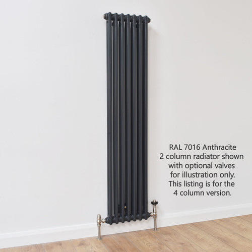 NF4-A-V-LS00 - Infinity Anthracite 4 Column Radiator 3 Sections H1100mm X W162mm