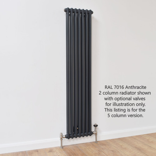 NF5-A-V-LS00 - Infinity Anthracite 5 Column Radiator 6 Sections H1800mm X W300mm