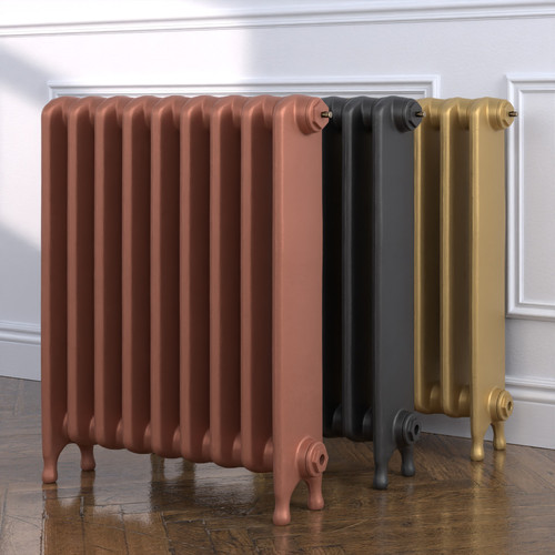 CI-MR740-MET-COPPER-NAT-CAST-GOLD-ALT00 - Minster 1 Column Cast Iron Radiator H740mm x W1913mm