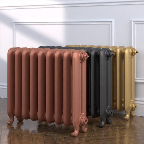 CI-HA570-MET-COPPER-NAT-CAST-GOLD-ALT00 - Harcourt 2 Column Cast Iron Radiator H570mm x W678mm