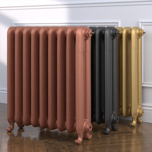 CI-HA740-MET-COPPER-NAT-CAST-GOLD-ALT00 - Harcourt 2 Column Cast Iron Radiator H740mm x W1035mm