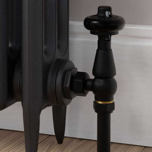 T-TRV-019-AG-TB-CU00 - Flatford Traditional TRV Angled Textured Black Thermostatic Radiator Valves