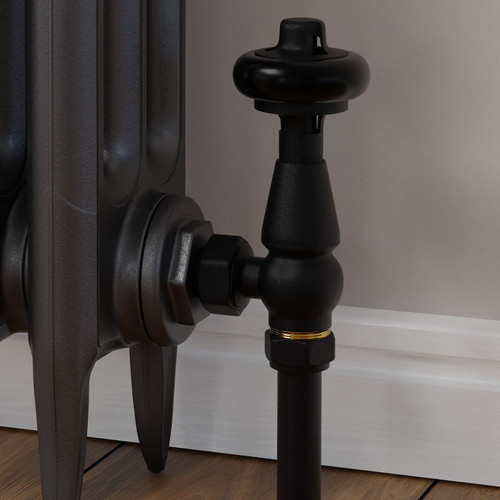 T-MAN-021-AG-TB-CU00 - Eastbury Traditional Angled Textured Black Manual Radiator Valves