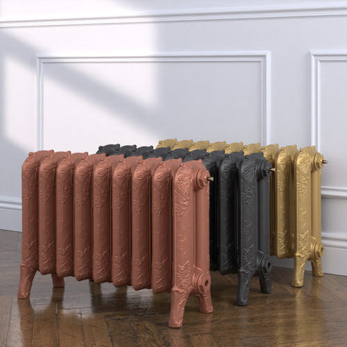 CI-CH-460-MET-COPPER-NAT-CAST-GOLD-ALT00 - Chester 2 Column Cast Iron Radiator H460mm x W249mm