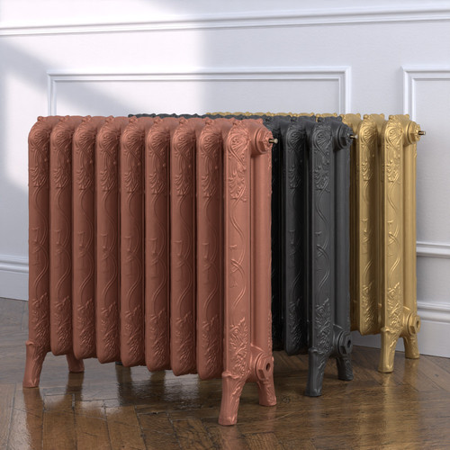 CI-CH-660-MET-COPPER-NAT-CAST-GOLD-ALT00 - Chester 2 Column Cast Iron Radiator H660mm x W460mm