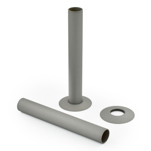 A-PIP-500-130-PWP - Radiator Pipe Covers 130mm Long - Matte Metallic Grey (Pair)