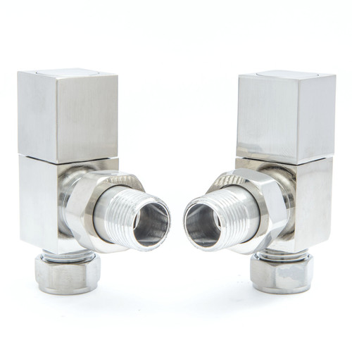 M-MAN-013-AG-SN - Boxer Modern Manual Angled Brushed Satin Nickel Radiator Valves