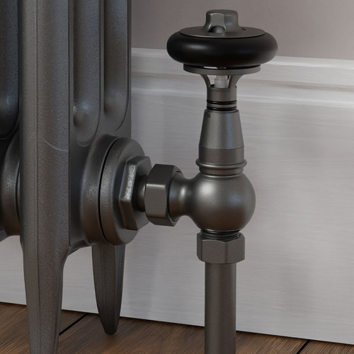 T-TRV-031-AG-PW-CU00 - Ascott Traditional TRV Angled Light Pewter Radiator Valves with Sleeves