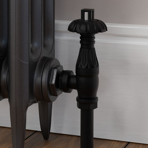 T-TRV-058-AG-TB-CU00 - Petworth Traditional TRV Angled Textured Black Thermostatic Radiator Valves