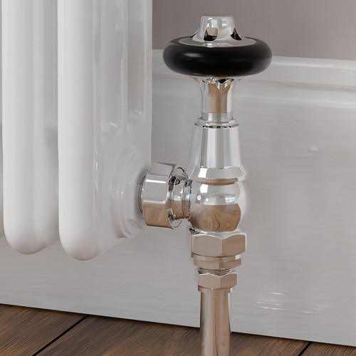 T-TRV-043-AG-C-CU00 - Alfriston Traditional TRV Angled Chrome Thermostatic Radiator Valves With Sleeves