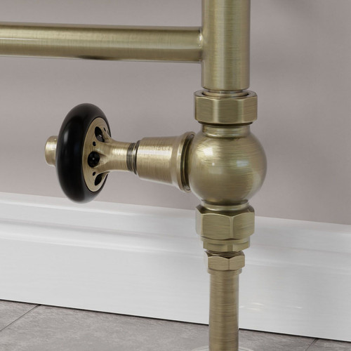 T-TRV-044-ST-AB-PIP-CU00 - Alfriston Traditional TRV Straight Antique Brass Thermostatic Radiator Valves With Sleeves