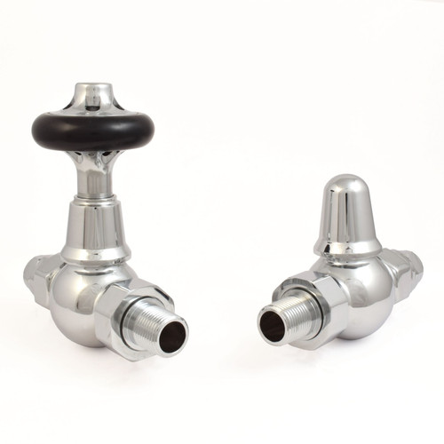 T-TRV-044-ST-C - Alfriston Traditional TRV Straight Chrome Thermostatic Radiator Valves With Sleeves