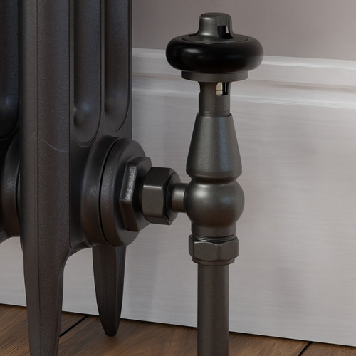 T-MAN-021-AG-PW-CU00 - Eastbury Traditional Manual Light Pewter Manual Angled Radiator Valves With Sleeves