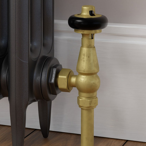 T-MAN-021-AG-UB-CU00 - Eastbury Traditional Manual Angled Unlacquered Brass Radiator Valves With Sleeves