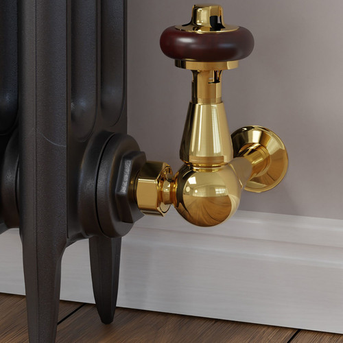 T-MAN-022-CR-B-CU00 - Eastbury Traditional Manual Corner Brass Radiator Valves With Sleeves