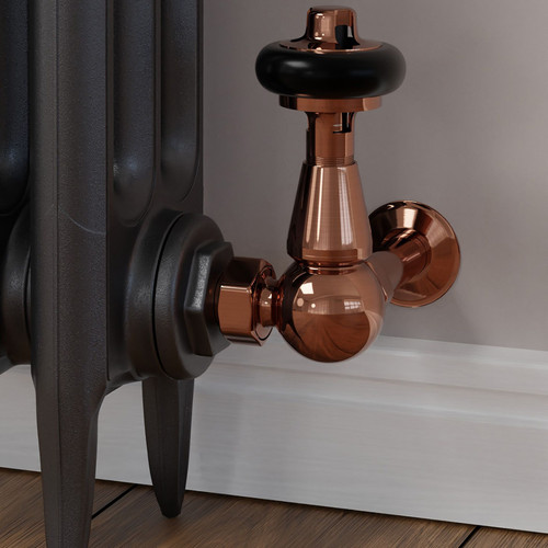 T-MAN-022-CR-PC-CU00 - Eastbury Traditional Manual Corner Polished Copper Radiator Valves With Sleeves