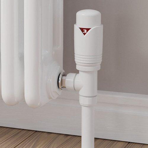 M-TRV-071-AG-WW-CU00 - Ramone Modern TRV Angled All White Thermostatic Radiator Valves With Sleeves