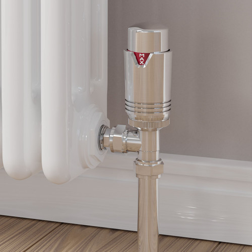 M-TRV-074-AG-CC-CU00 - Exeter Modern TRV Angled Chrome Thermostatic Radiator Valves With Sleeves
