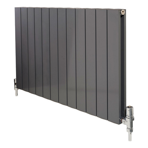 AP-MAGFR6-ANT - Apollo Magenta Flat Aluminium Designer Anthracite Double Horizontal Radiator H600mm X W795mm