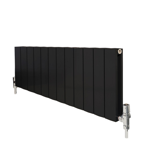 AP-MAGFR3-BLKTM - Apollo Magenta Flat Aluminium Designer Black Metallic Double Horizontal Radiator H300mm X W1435mm