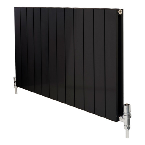 AP-MAGFR6-BLKTM - Apollo Magenta Flat Aluminium Designer Black Metallic Double Horizontal Radiator H600mm X W795mm