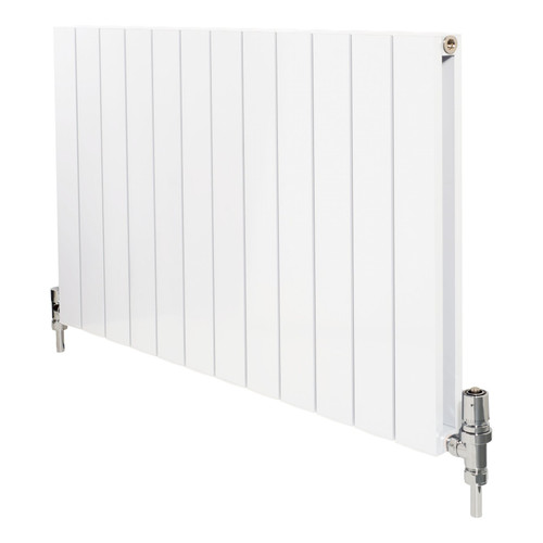 AP-MAGFR6-WH - Apollo Magenta Flat Aluminium Designer White Double Horizontal Radiator H600mm X W475mm