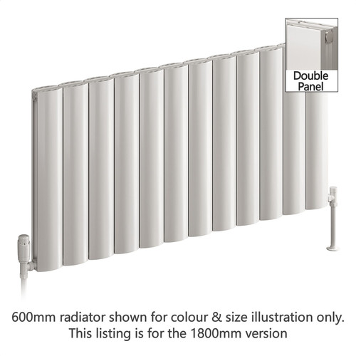 Reina Belva Aluminium Designer White Double Vertical Radiator H1800mm X W412mm