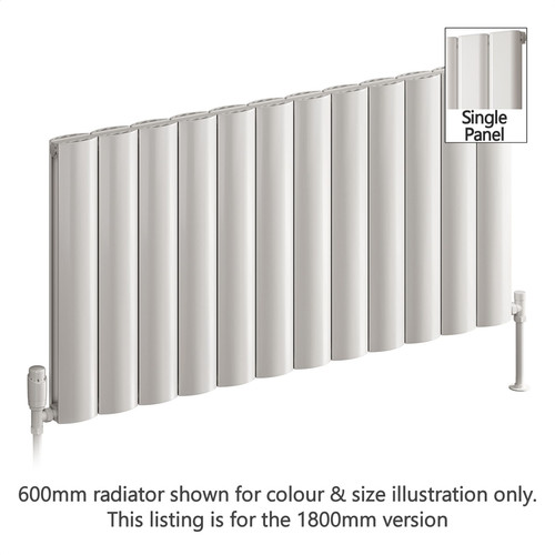 Reina Belva Aluminium Designer White Single Vertical Radiator H1800mm X W412mm