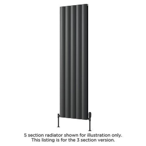 RE-A-BLV1800-3-DA-ALT00 - Reina Belva Aluminium Designer Anthracite Double Vertical Radiator H1800mm X W308mm