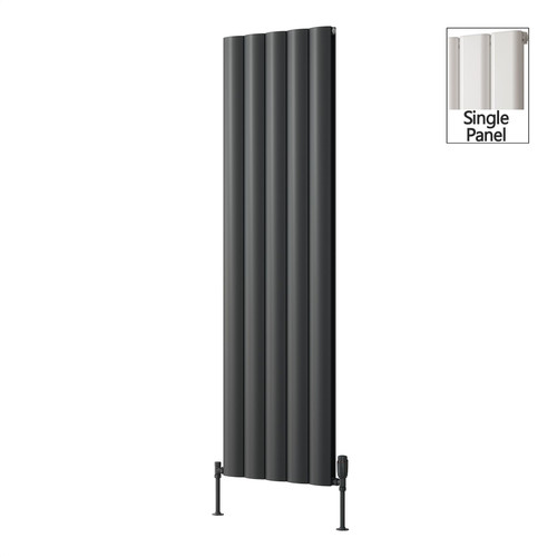 Reina Belva Aluminium Designer Anthracite Single Vertical Radiator H1800mm X W412mm