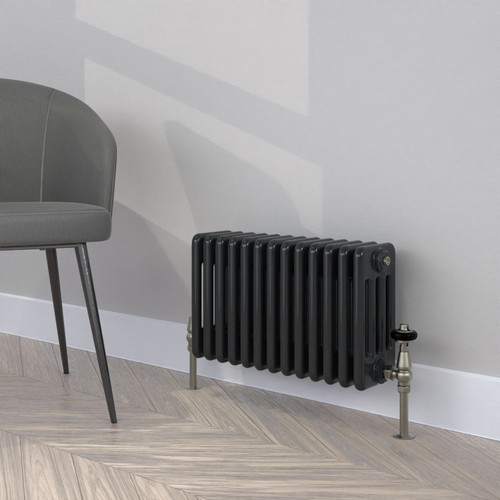 CT4-C-300-BLACK-GREY-LS00 - Classic Black 4 Column Radiator H300mm x W1220mm