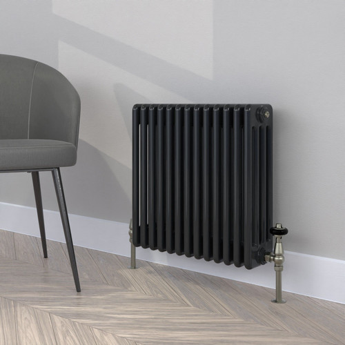 CT4-C-500-BLACK-GREY-LS00 - Classic Black 4 Column Radiator H500mm x W622mm