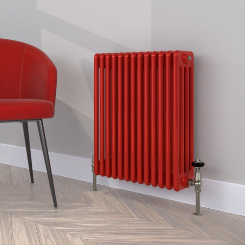 CT4-C-600-TRAFFIC-RED-LS00 - Classic Red 4 Column Radiator H600mm x W622mm