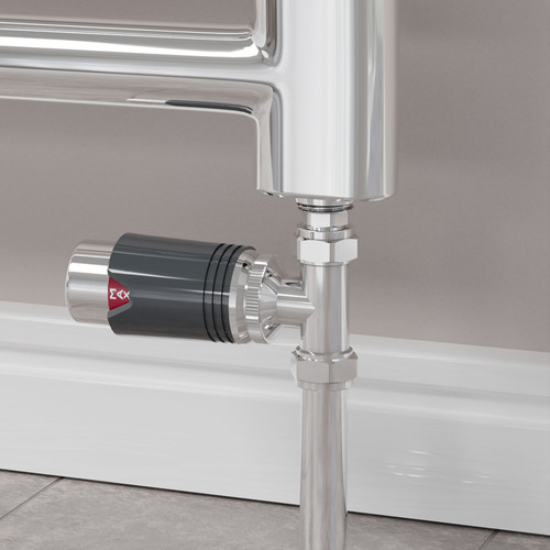 M-TRV-075-ST-CA-CU00 - Exeter Modern TRV Chrome & Anthracite Towel Radiator Valves