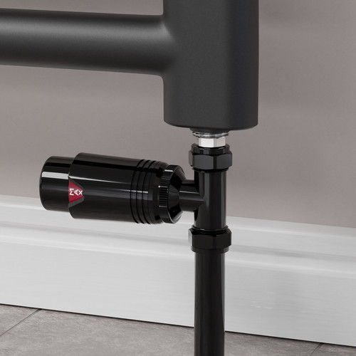 M-TRV-075-ST-FB-CU00 - Exeter Modern TRV Full Black Towel Radiator Valve