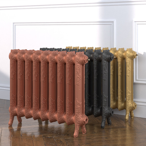 CI-LU560-MET-COPPER-NAT-CAST-GOLD-ALT00 - Lucien 2 Column Cast Iron Radiator H560mm x W463mm