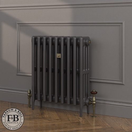 CI-RC660-BLK-FB-LS04 - Richmond Black 4 Column Victorian Cast Iron Radiator H660mm x W590mm