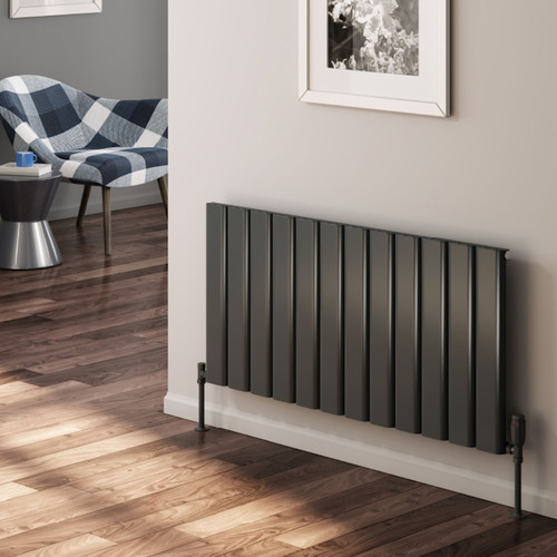 RE-A-VCR060040SA-LS00 - Reina Vicari Aluminium Designer Anthracite Single Horizontal Radiator H600mm X W800mm