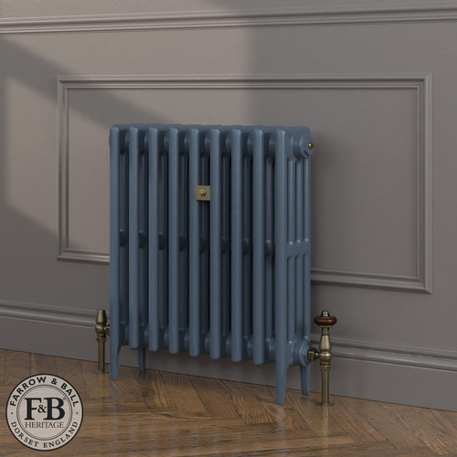 CI-RC660-BLU-FB-LS04 - Richmond Blue 4 Column Victorian Cast Iron Radiator H660mm x W2259mm
