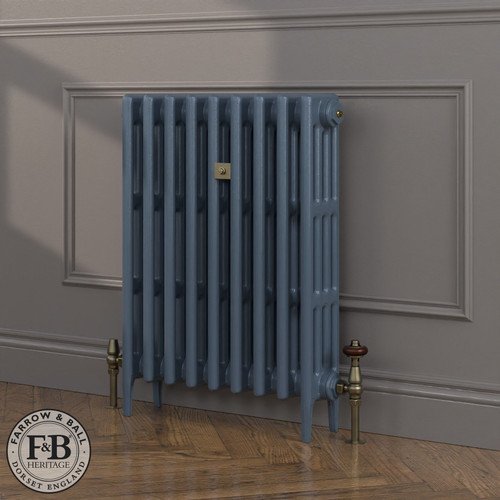 CI-RC760-BLU-FB-LS04 - Richmond Blue 4 Column Victorian Cast Iron Radiator H760mm x W1439mm